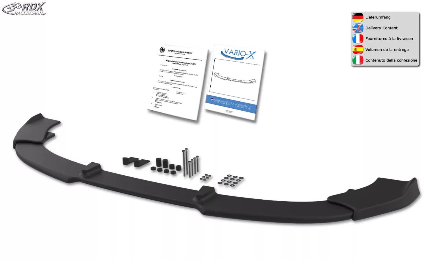 RDX Frontspoiler VARIO-X für DACIA Sandero 3 Stepway (2021+) Frontlippe Front Ansatz Vorne Spoilerlippe