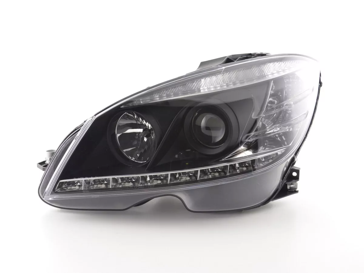 Scheinwerfer Set Daylight LED TFL-Optik Mercedes C-Klasse W204 Bj. 07-10 schwarz