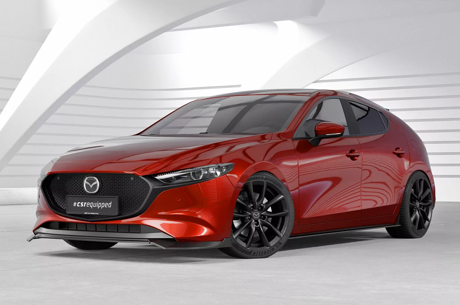 Cup-Spoilerlippe mit ABE für Mazda 3 (Typ BP) CSL649 Schwarz Strukturiert