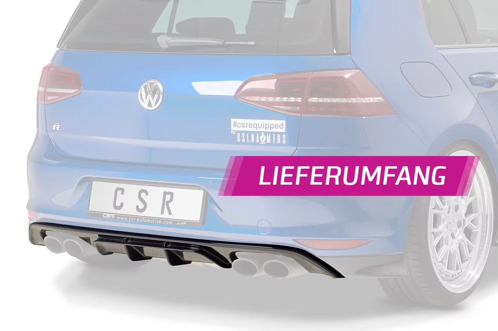 Heckansatz für VW Golf 7 R / R-Line HA253 Strukturiert (schwarz matt)