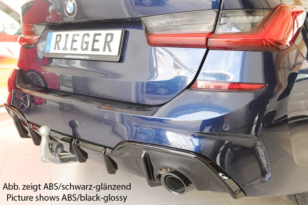 Rieger Heckeinsatz (für Fzg. mit AHK) matt schwarz für BMW 3er G21  (G3K) Touring 03.19-06.22 (bis Facelift)