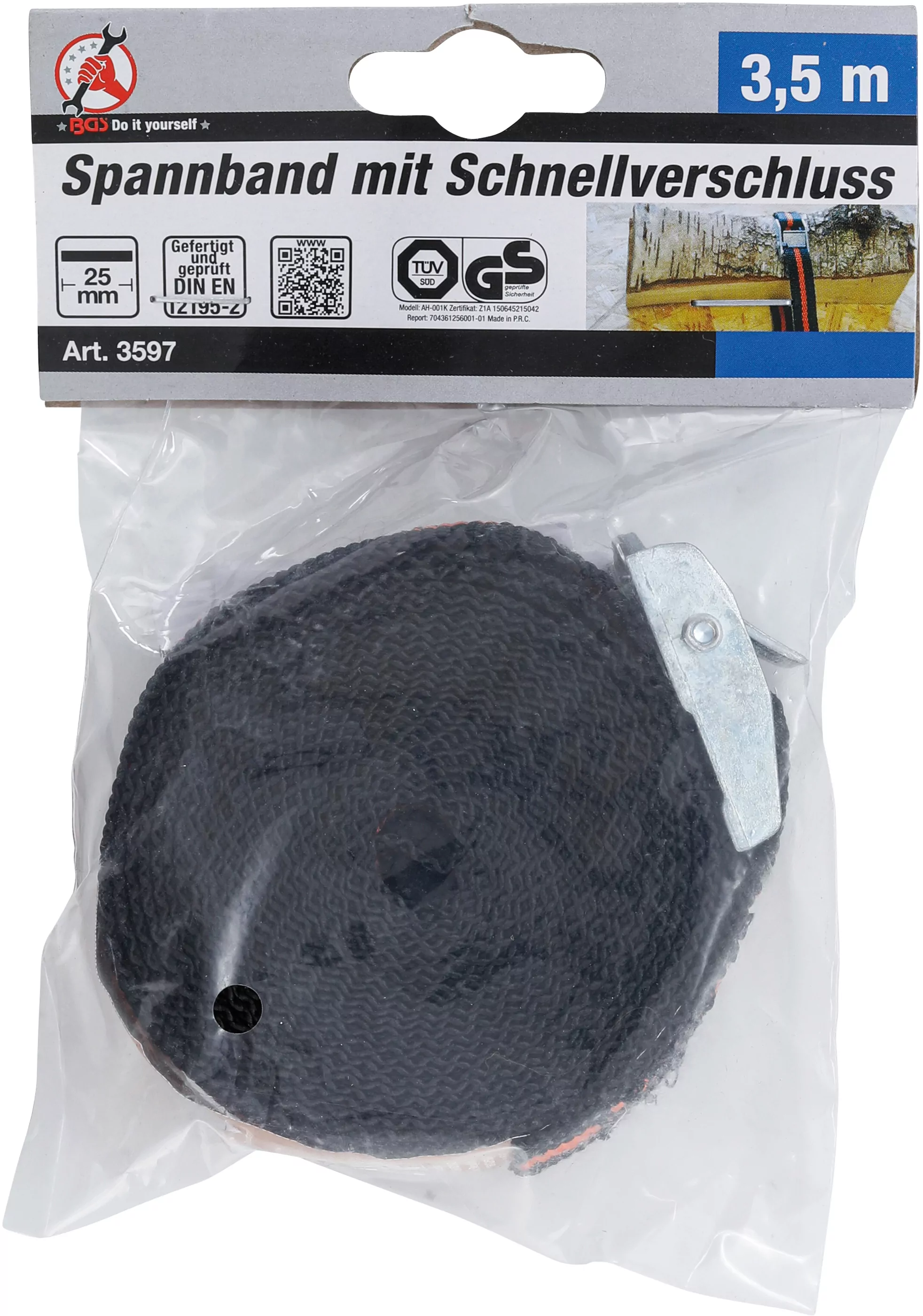 Spannband mit Schnellverschluss | 3,5 m x 25 mm