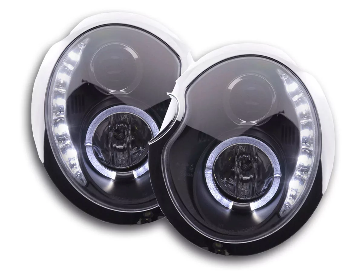 Scheinwerfer Set Daylight LED TFL-Optik Mini Cooper Typ R50 Bj. 01-06 schwarz