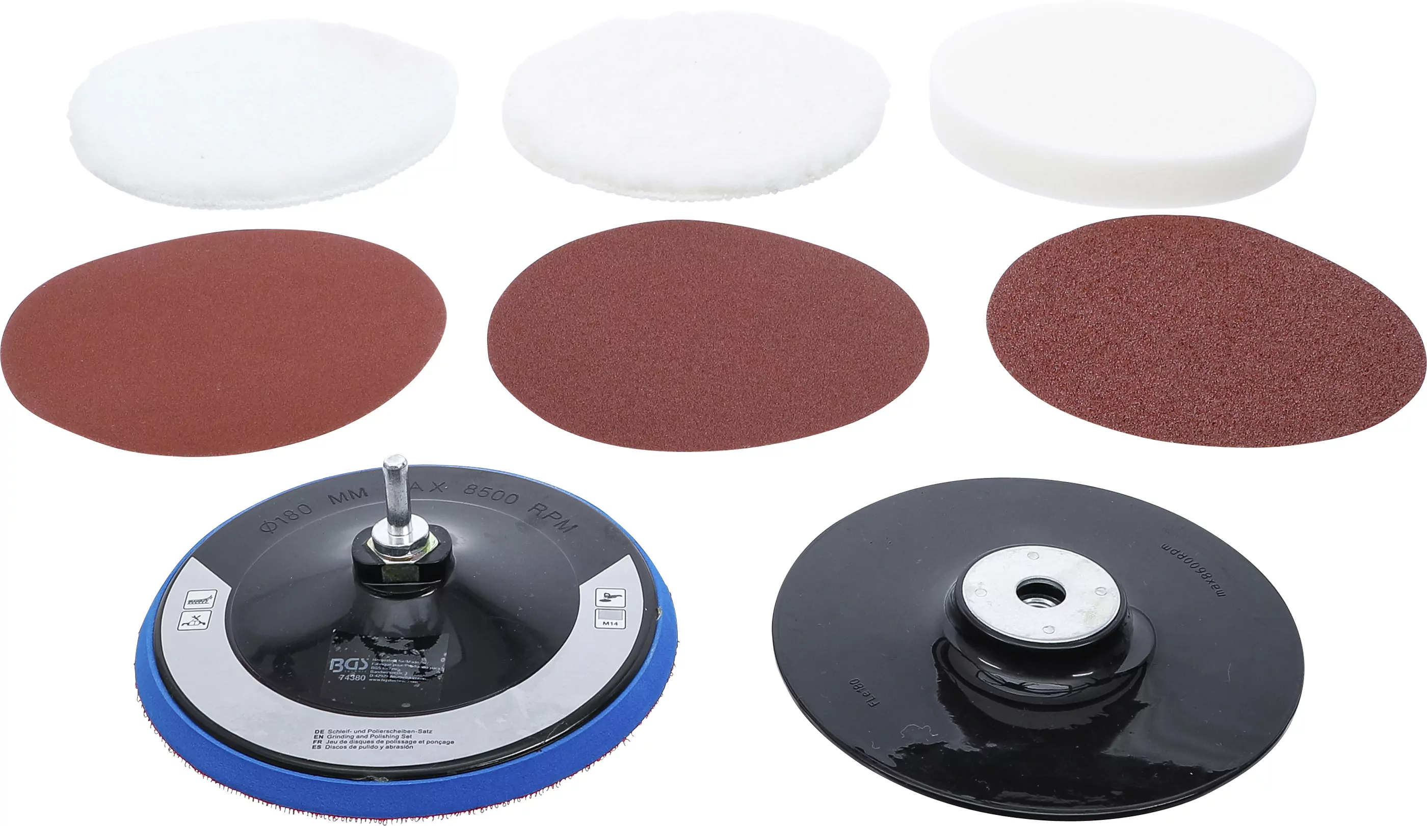 Schleif- und Polierscheiben-Satz | Ø 180 mm | 8-tlg.
