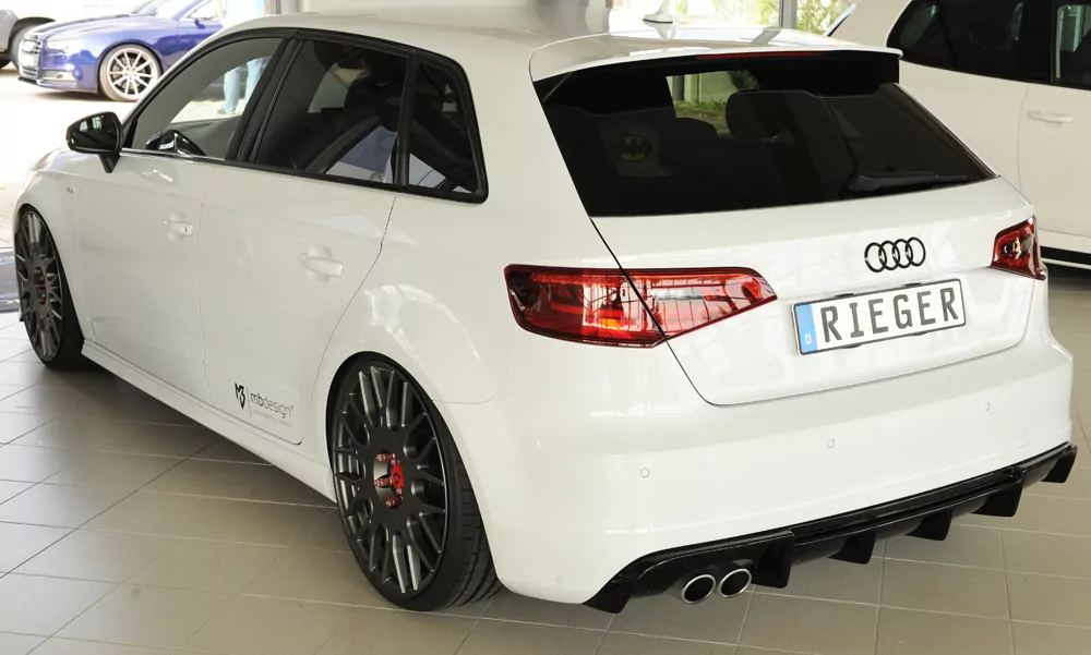 Rieger Heckeinsatz für Audi A3 (8V) - 3-tür. (Schrägheck 8V1) 07.12-08.16 (bis Facelift) schwarz glanz