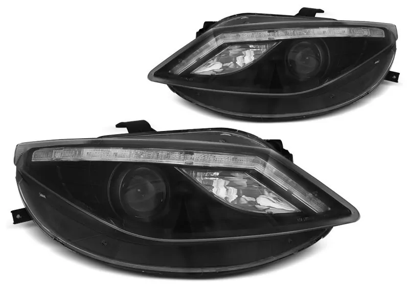 HEADLIGHTS DAYLIGHT BLACK with  LED INDICATOR fits SEAT IBIZA 6J 06.08-12