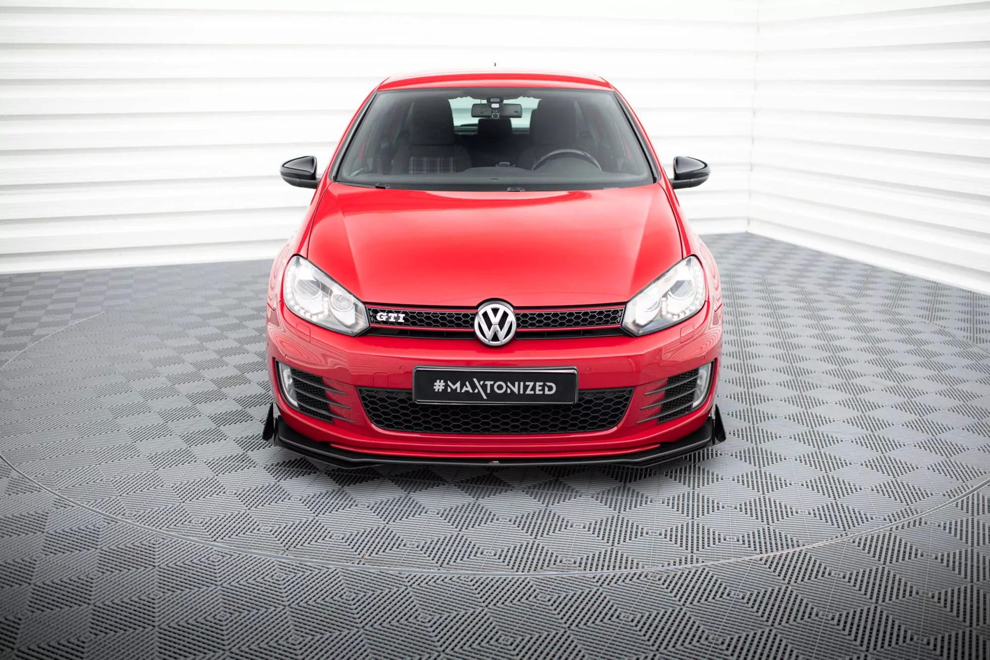 Robuste Racing Front Ansatz V.3 Für Passend +Flaps Für Volkswagen Golf GTI Mk6 Schwarz Hochglanz