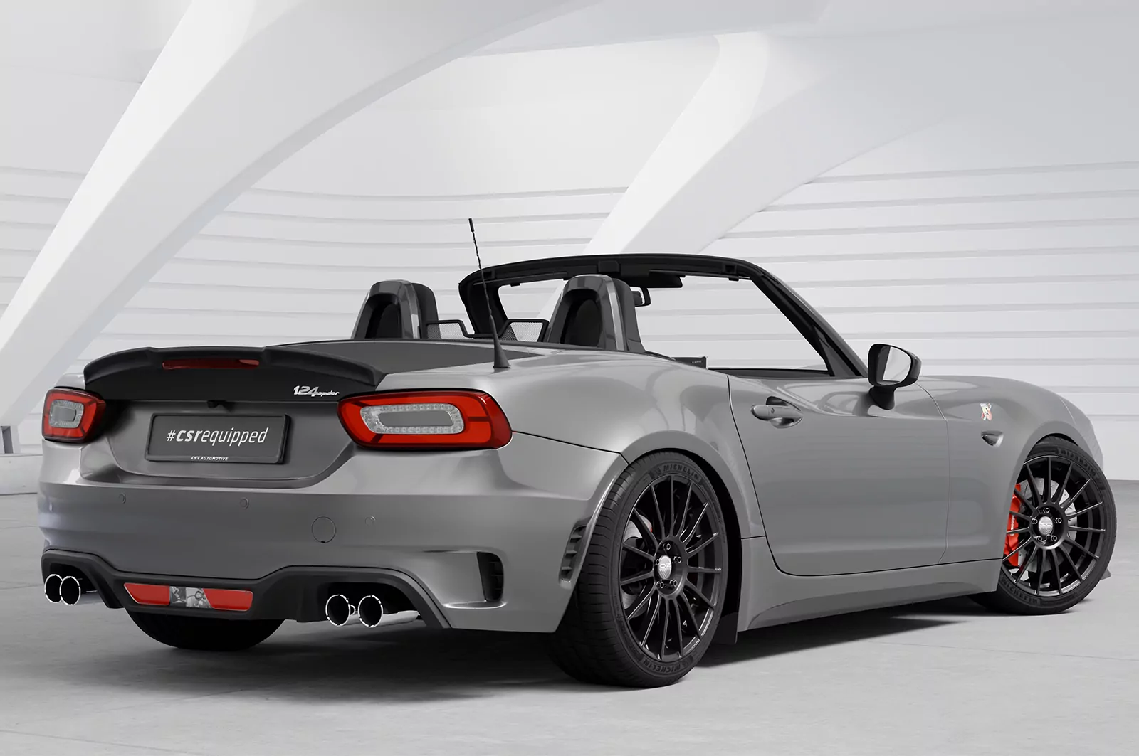 Heckflügel mit ABE für Fiat 124 Spider (inkl. Abarth) HF106 Schwarz Strukturiert