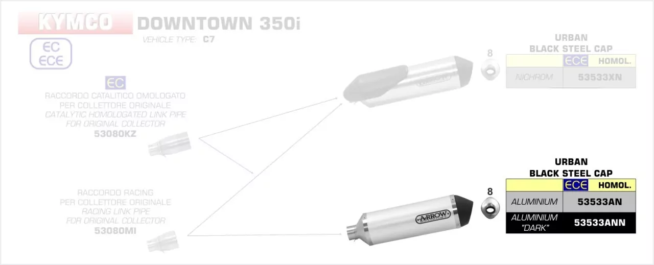 Arrow Urban Aluminium Schwarz Kymco Downtown 350i 16-19