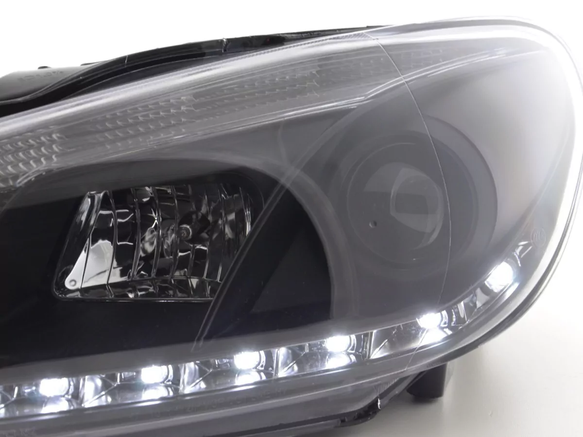Scheinwerfer Set Daylight LED Tagfahrlicht VW Golf 6 Typ 1K Bj. 08- schwarz für Rechtslenker