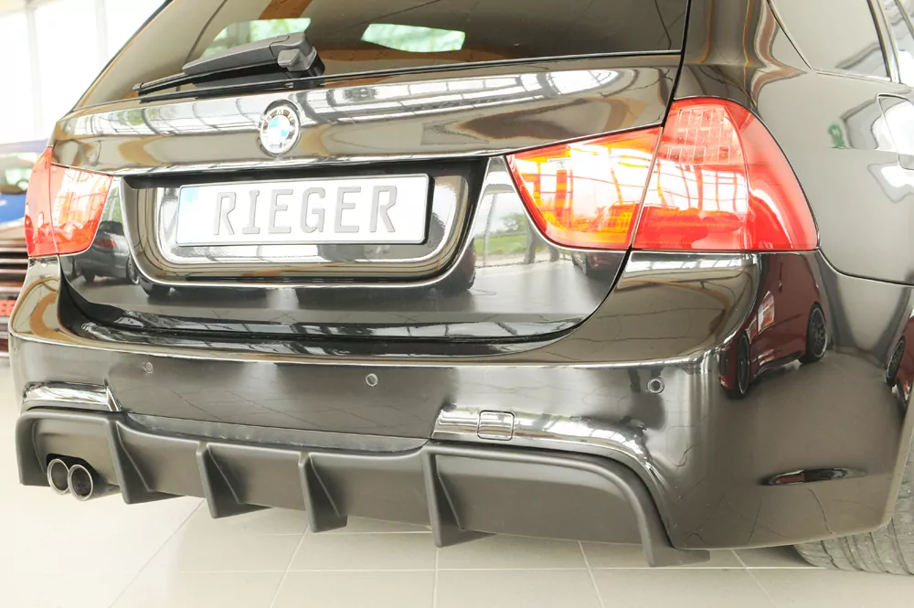 Rieger Heckeinsatz matt schwarz für BMW 3er E91 Touring 09.08- (ab Facelift) LCI