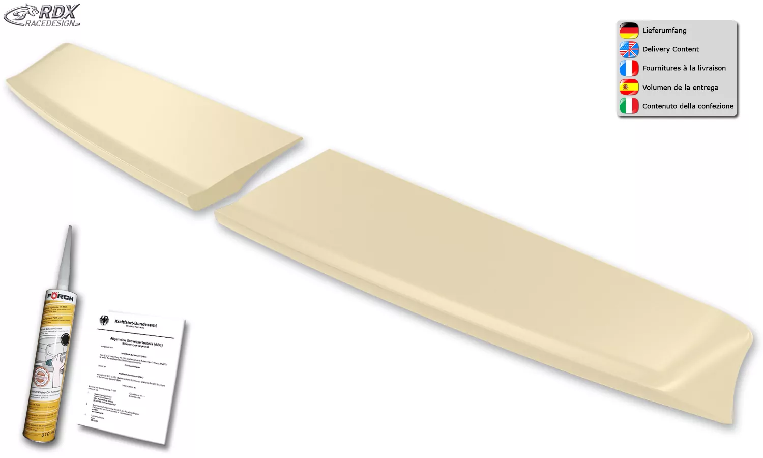 RDX Heckspoiler für FORD Transit Custom / Tourneo Custom (für Flügeltüren) Dachspoiler Spoiler