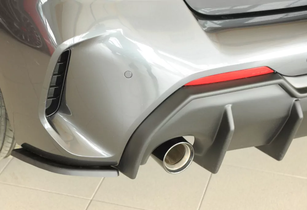 Rieger Heckschürzenansatz seitlich links matt schwarz für BMW 1er F40  (F1H) Schrägheck / 4-tür. 07.19-