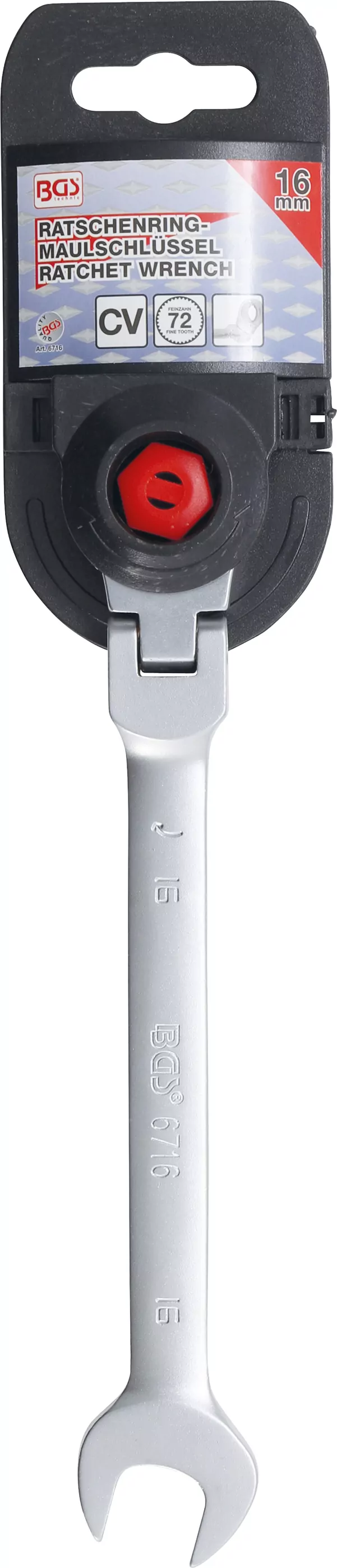 Ratschenring-Maulschlüssel | abwinkelbar | SW 16 mm