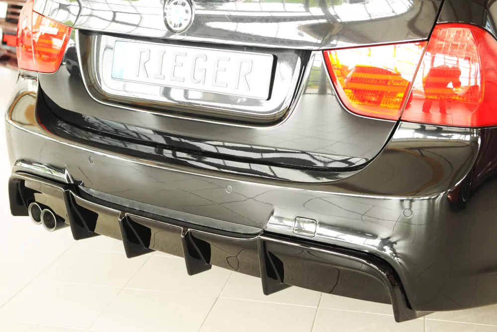 Rieger Heckeinsatz glanz schwarz für BMW 3er E91 Touring 09.08- (ab Facelift) LCI