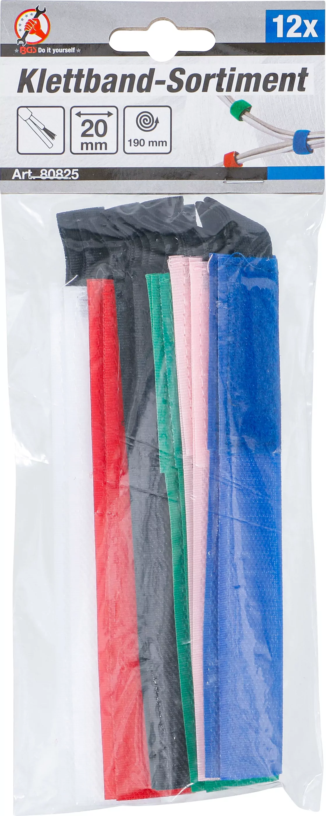 Klettband-Sortiment | 20 x 190 mm | 12-tlg.