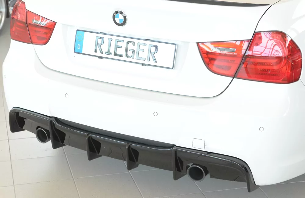 Rieger Heckeinsatz glanz schwarz für BMW 3er E91 Touring 09.08- (ab Facelift) LCI