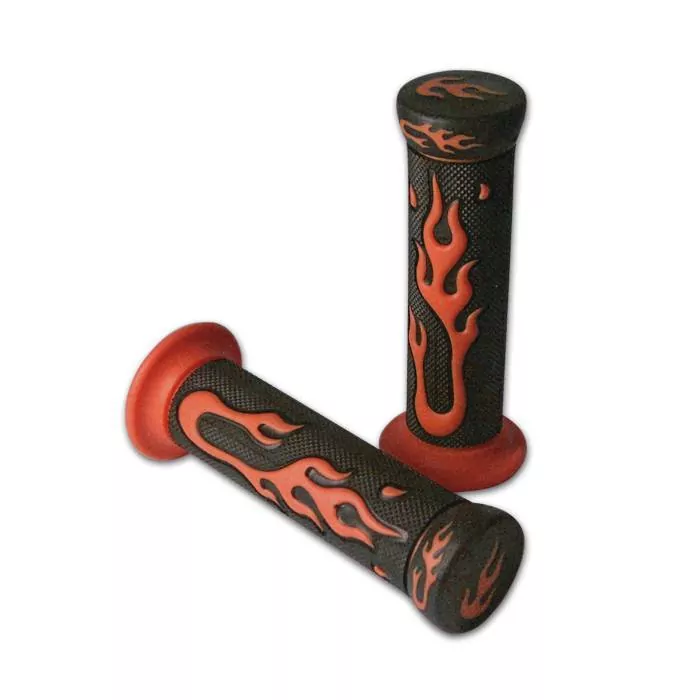 Griffe ATV Gummi "Flame", schw.-rot, geschl, 22mm L=130 mm*