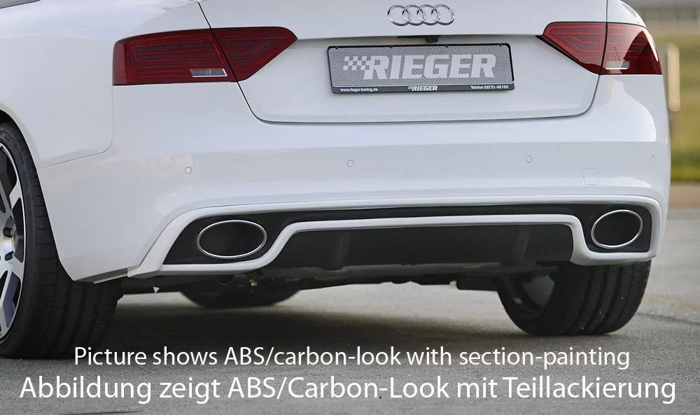 Rieger Heckeinsatz für Audi A5 S5 (B8/B81) - Sportback 10.11-06.16 (ab Facelift) schwarz glanz