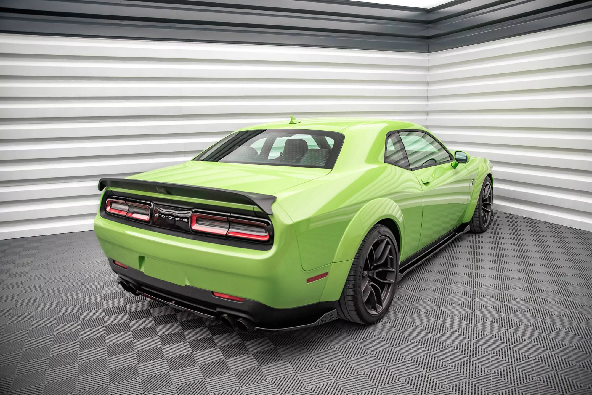 Heck Ansatz Flaps Diffusor Für Dodge Challenger SRT Hellcat Widebody Mk3 Schwarz Hochglanz