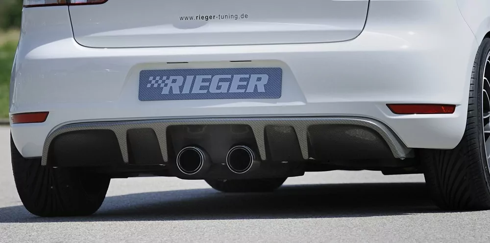 Rieger Heckeinsatz mit 2 Doppelfinnen für VW Golf 6 - Cabrio   carbon optik