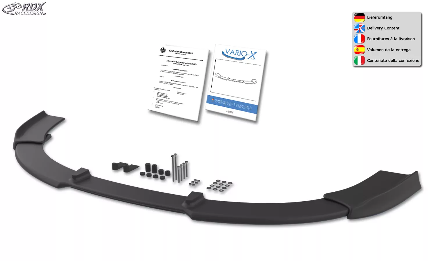 RDX Frontspoiler VARIO-X für MITSUBISHI Lancer Sportback 2008+ Frontlippe Front Ansatz Vorne Spoilerlippe