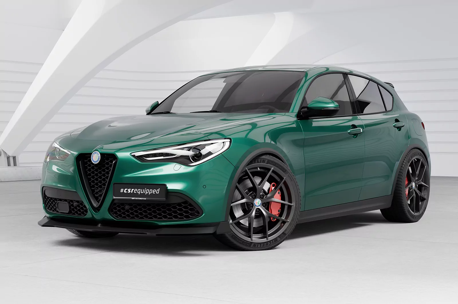 Cup-Spoilerlippe mit ABE für Alfa Romeo Stelvio CSL886 Schwarz Strukturiert