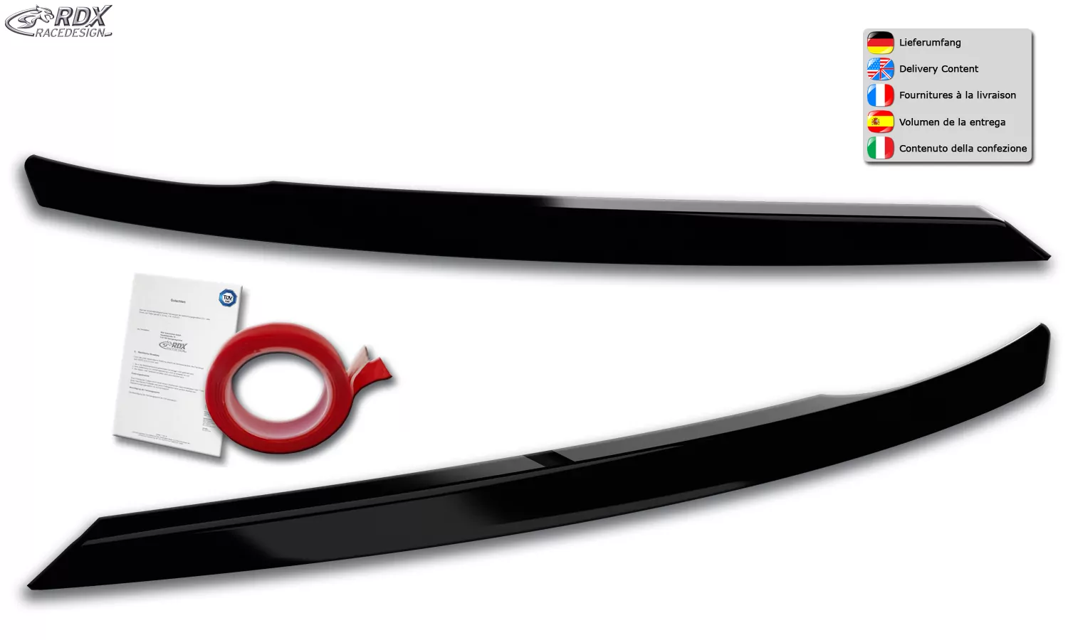 RDX Scheinwerferblenden für SEAT Ateca & CUPRA Ateca 5FP (2016-2021) Böser Blick SCHWARZ GLÄNZEND