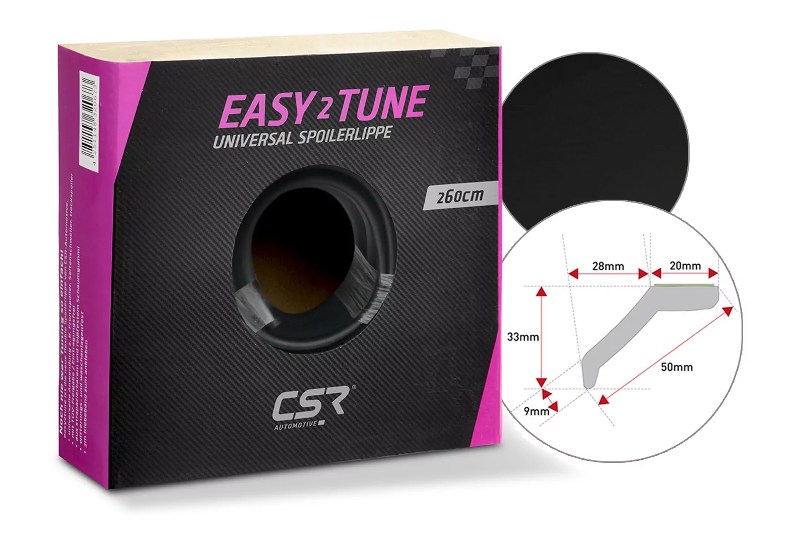 easy²tune Universal Spoilerlippe zum ankleben in Schwarz ZB131