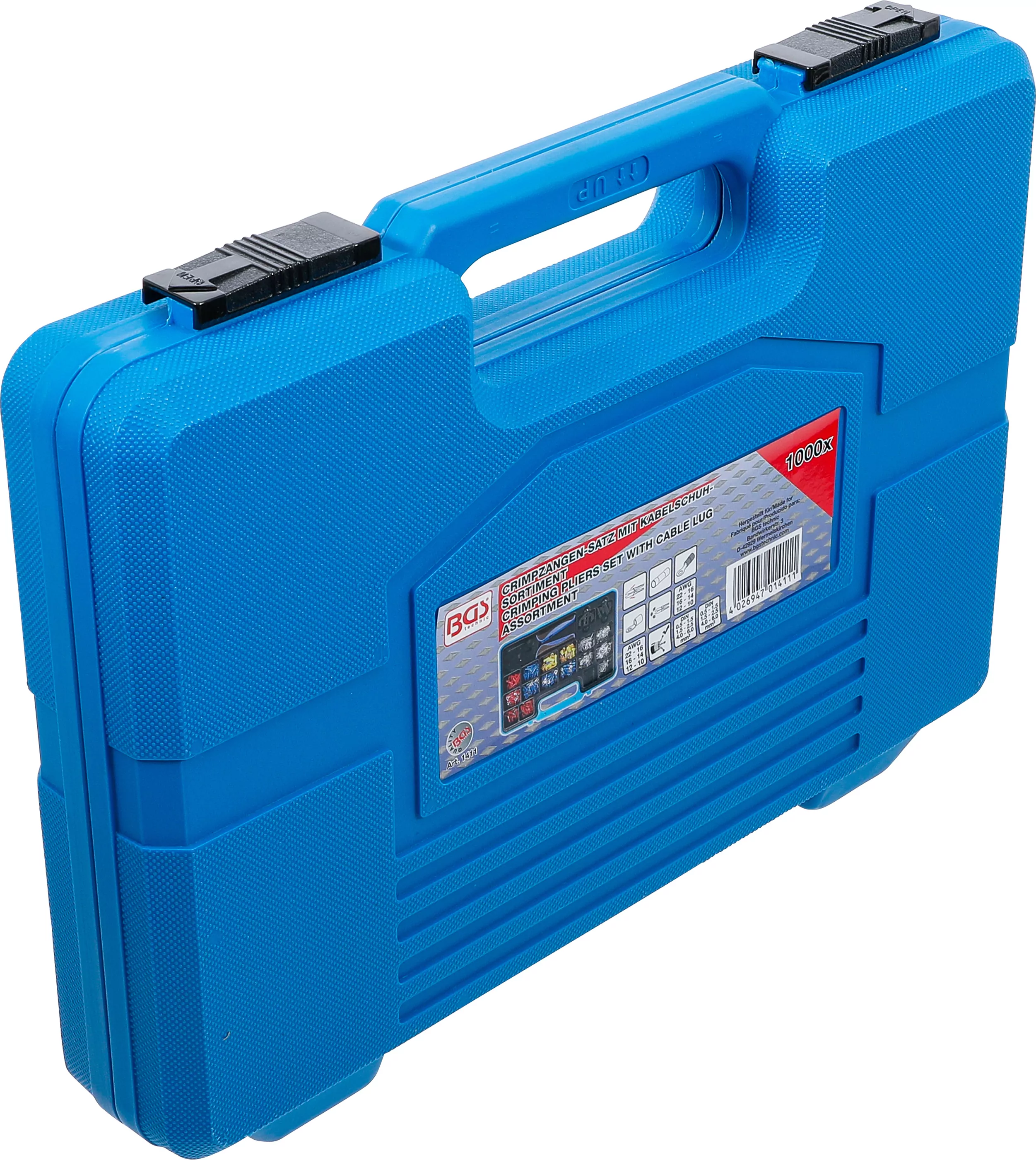 Crimpzangen-Satz | mit 2 Paar Backen | mit Kabelschuh-Sortiment | 1000-tlg.