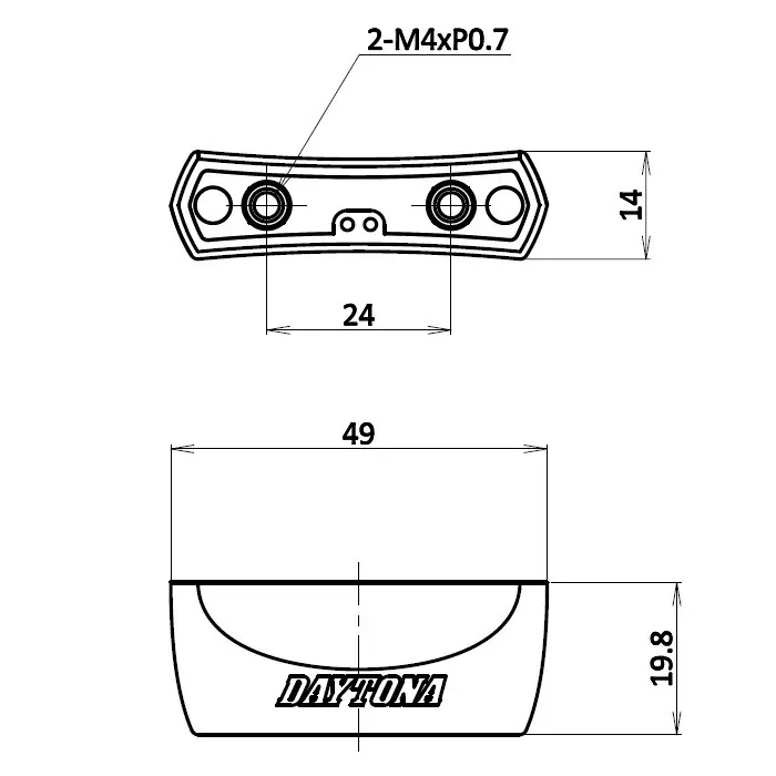 LED-Kennzeichenbeleuchtung Daytona | ABS | schwarz Maße: B 49 x H 14 x T 20 mm | E-geprüft