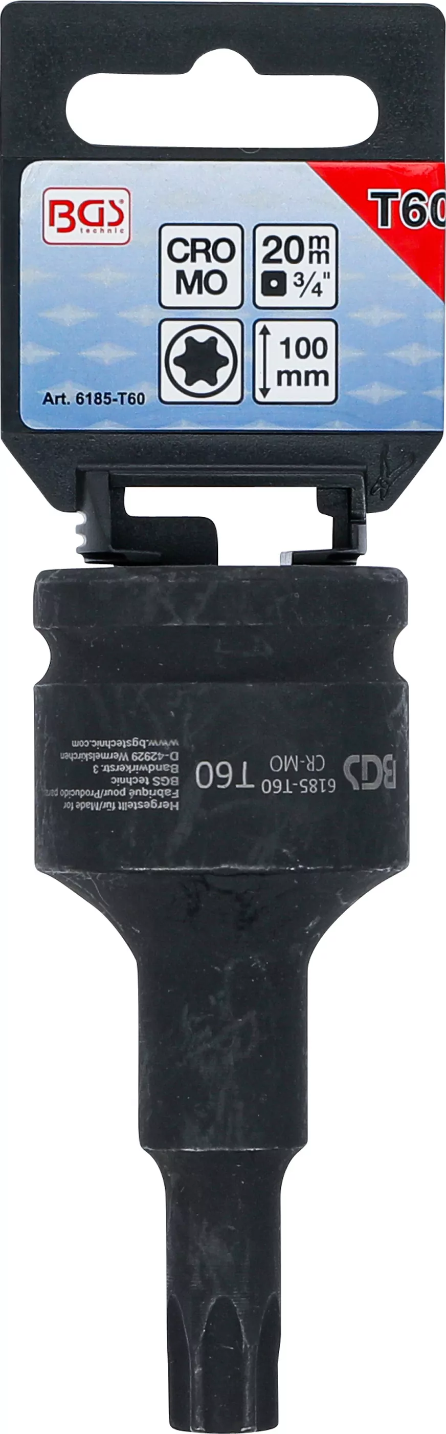 Kraft-Bit-Einsatz | Länge 100 mm | Antrieb Innenvierkant 20 mm (3/4") | T-Profil (für Torx) T60