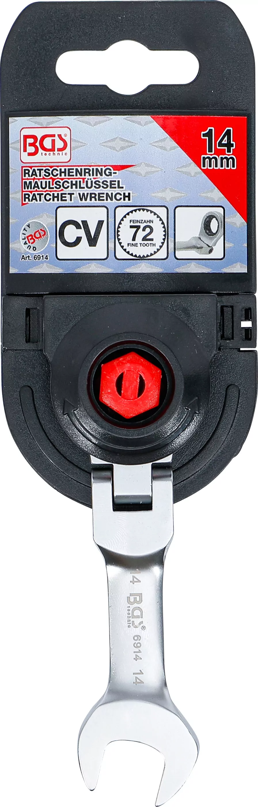 Ratschenring-Maulschlüssel | kurz | abwinkelbar | SW 14 mm