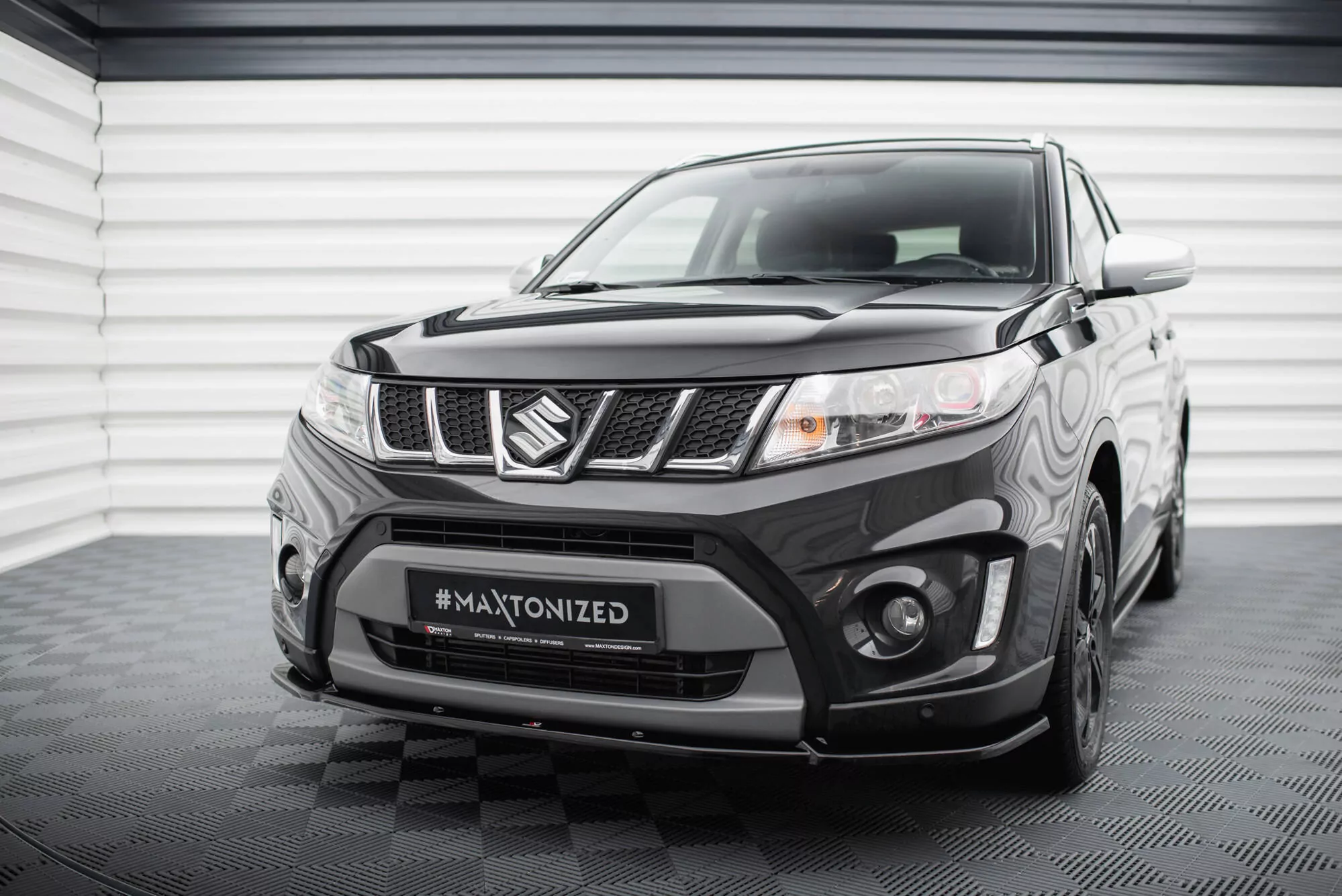 Front Ansatz V.2 Für Suzuki Vitara S Mk2 Schwarz Hochglanz