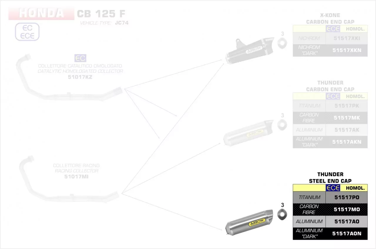 Arrow Street Thunder Aluminium Honda CB 125 F 17-19