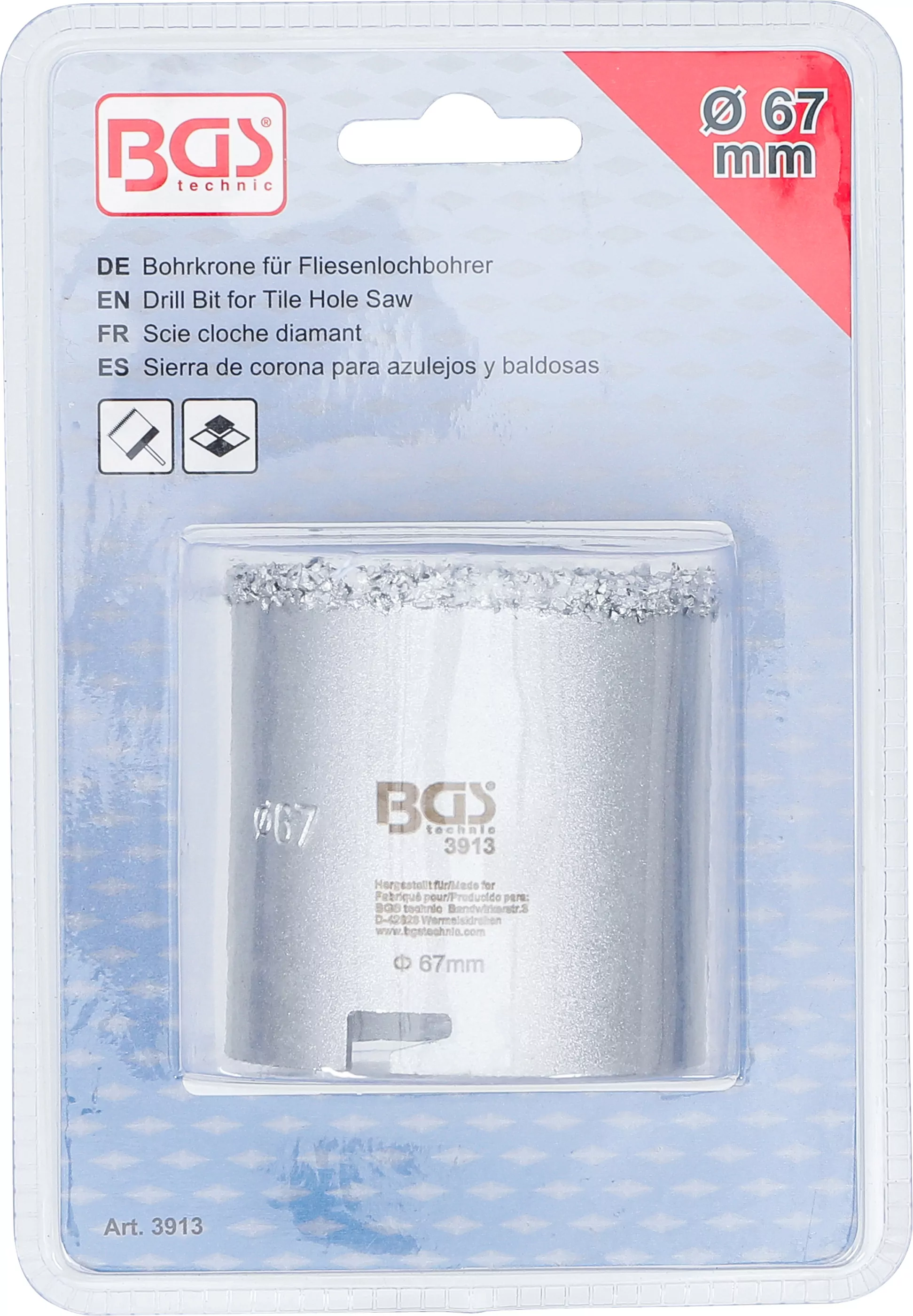 Bohrkrone für Fliesenlochbohrer | Ø 67 mm