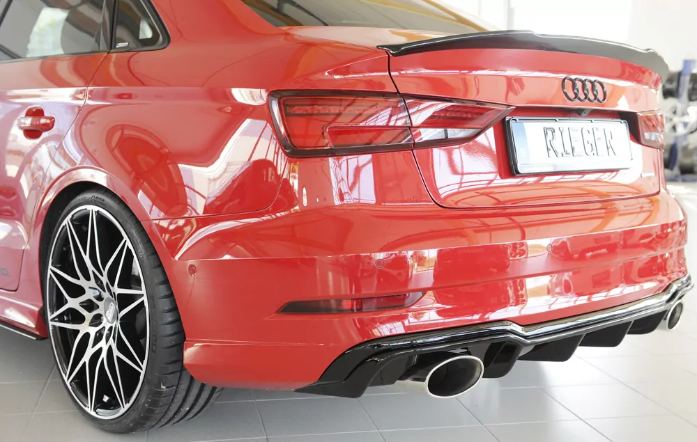Rieger Heckeinsatz für Audi A3 S3 (8V) - 3-tür. (Cabrio 8V7) 09.16- (ab Facelift) schwarz glanz