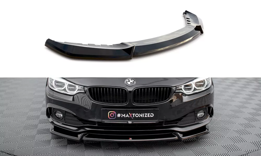 Front Ansatz V.2 Für BMW 4er Coupe / Gran Coupe / Cabrio F32 / F36 / F33 Schwarz Hochglanz