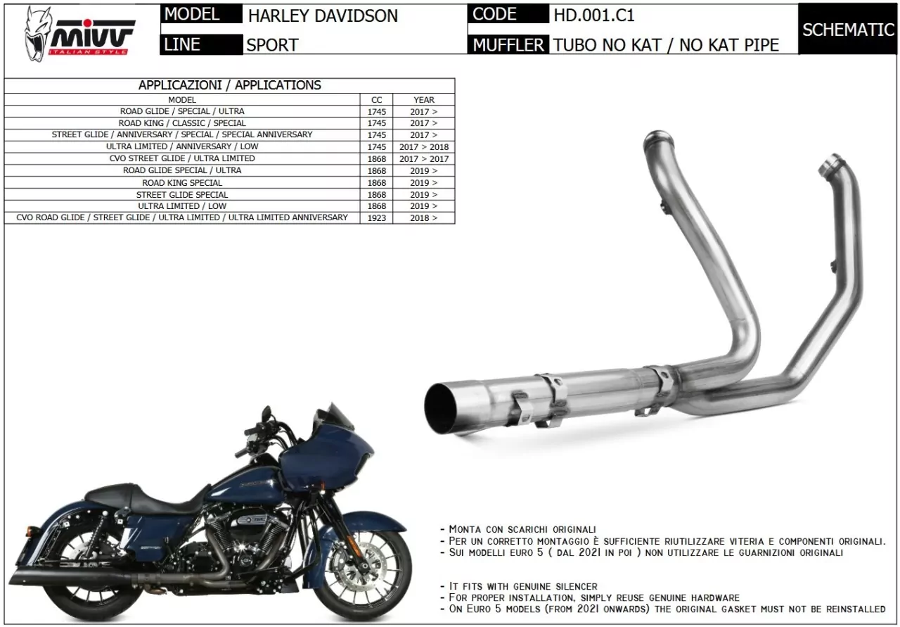 HD.001.C1-MIVV Katersatzrohr Harley Davidson