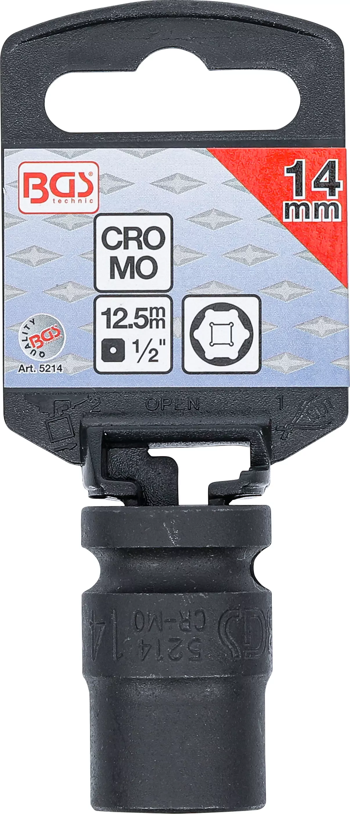 Kraft-Steckschlüssel-Einsatz Sechskant | Antrieb Innenvierkant 12,5 mm (1/2") | SW 14 mm