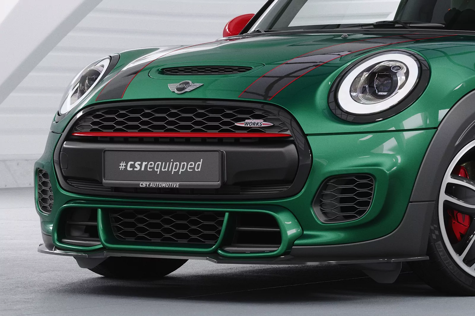 Cup-Spoilerlippe mit ABE für Mini F55, F56, F57 JCW-Trim CSL700 Schwarz Strukturiert