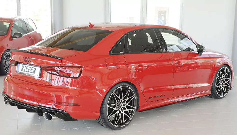 Rieger Heckeinsatz für Audi A3 S3 (8V) - 3-tür. (Cabrio 8V7) 09.16- (ab Facelift) schwarz glanz