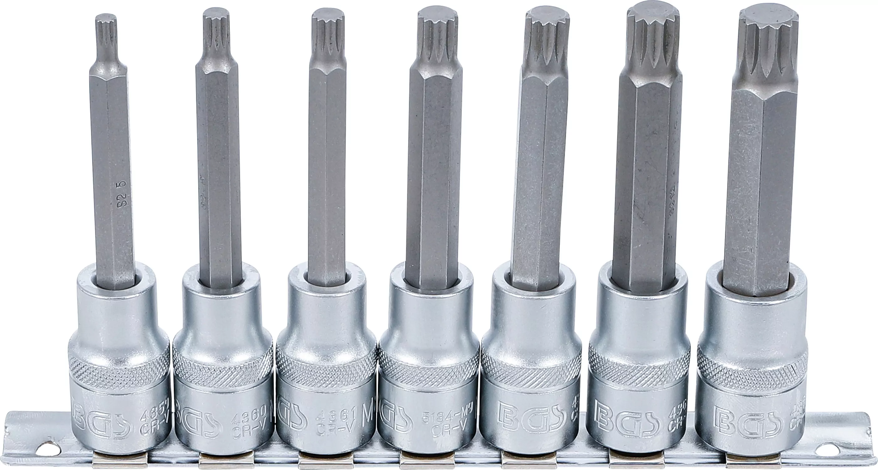 Bit-Einsatz-Satz | Antrieb Innenvierkant 12,5 mm (1/2") | Innenvielzahn (für XZN) M5 - M14 | 7-tlg.