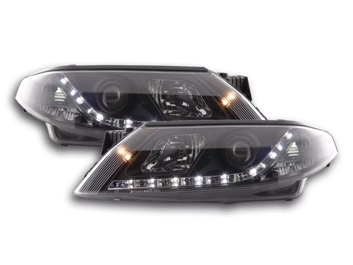 Scheinwerfer Set Daylight LED TFL-Optik Renault Laguna (Typ G) Bj. 01-05 schwarz