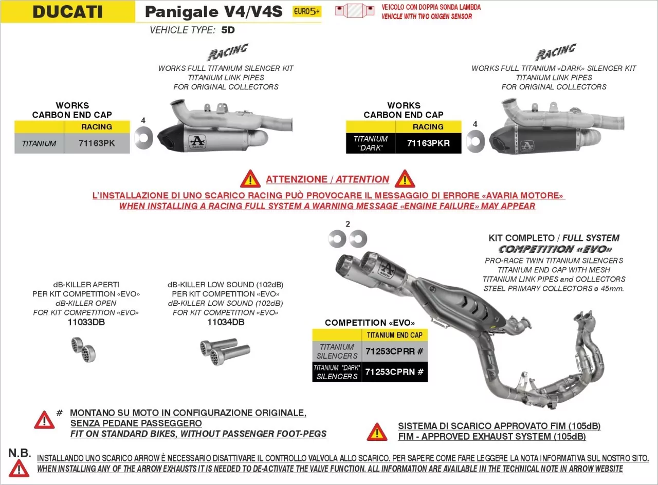 ARROW Pro-Race COMPETITION EVO Titan Ducati Panigale V4 25-26