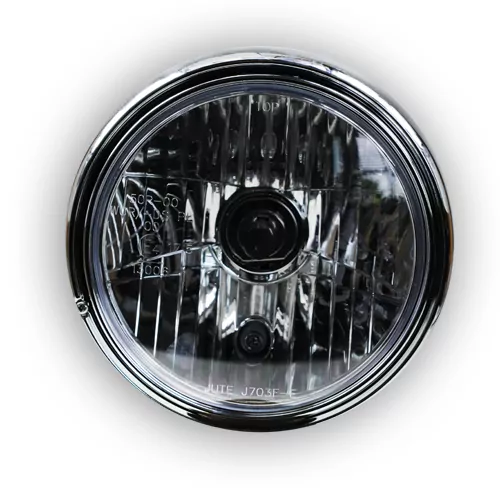 Scheinwerfer 7" Ltd-style, Chrom, H4, Klarglas, Prismenreflektor, Seitliche Befestigung, E-geprüft