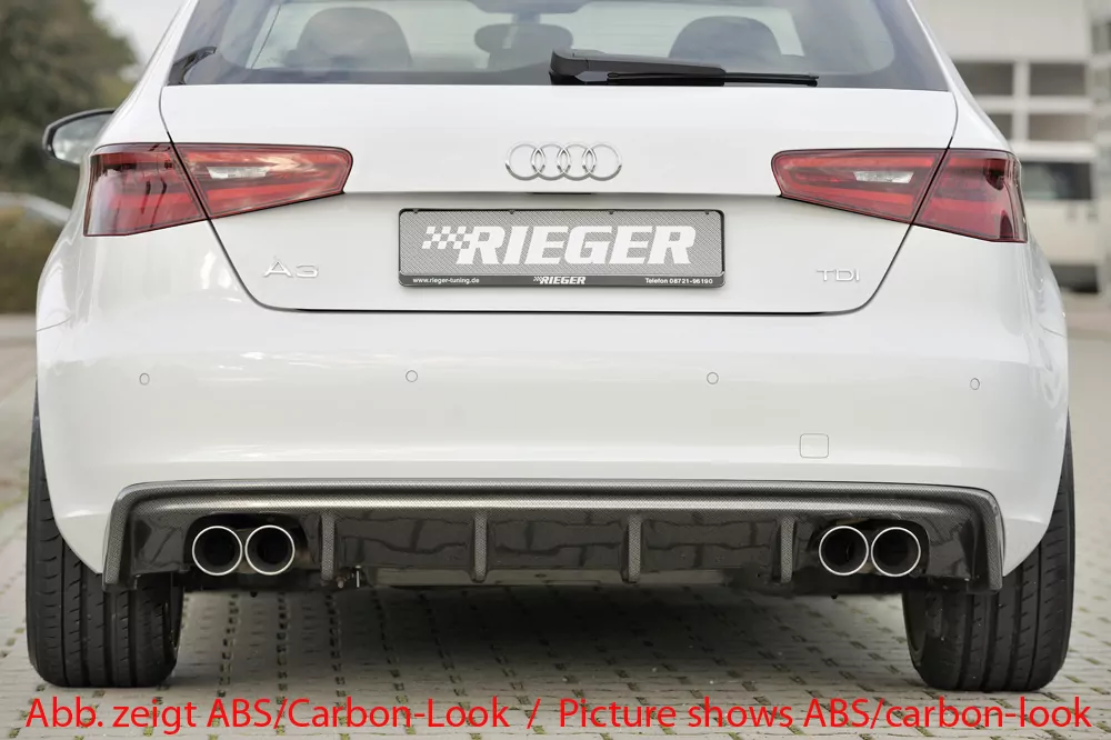 Rieger Heckeinsatz für Audi A3 (8V) - 3-tür. (Schrägheck 8V1) 07.12-08.16 (bis Facelift) carbon optik