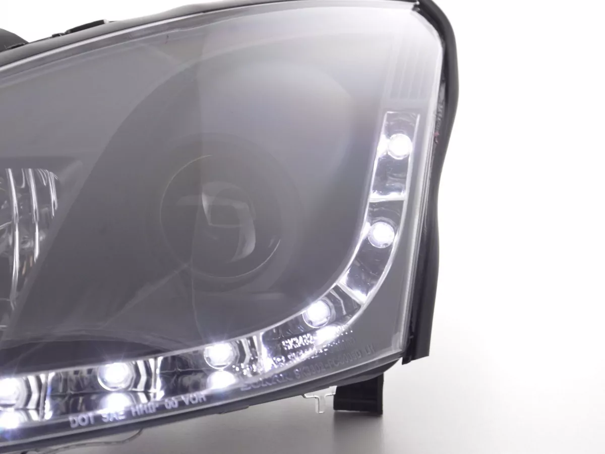 Scheinwerfer Set Daylight LED TFL-Optik Ford Focus 3/4/5-trg. Bj. 01-04 schwarz für Rechtslenker
