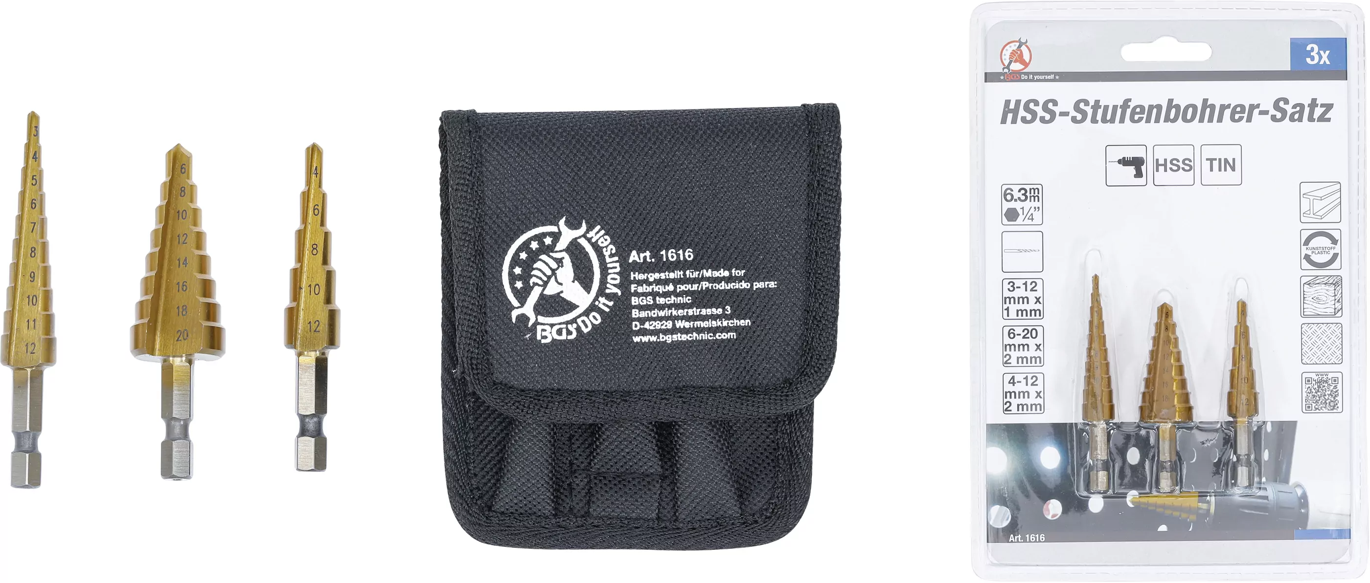 HSS-Stufenbohrer-Satz | 3 - 20 mm | 3-tlg.