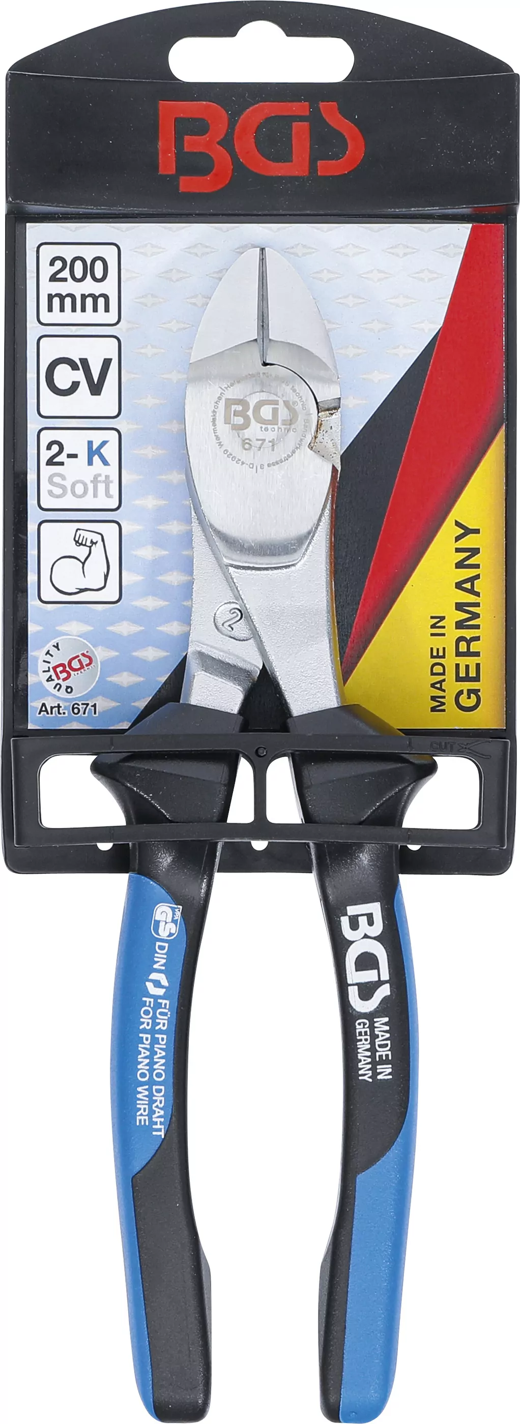 Kraft-Seitenschneider | für Pianodraht | 200 mm